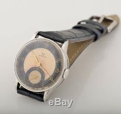 Vintage Very Rare Omega bullseye two tone dial Swiss watch with three months war