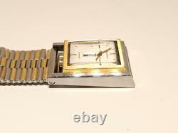 Vintage Very Rare Swiss Two Tone St. Steel Rectangle Men Automatic Watchtechnos