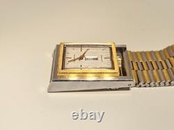 Vintage Very Rare Swiss Two Tone St. Steel Rectangle Men Automatic Watchtechnos