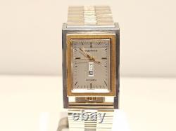 Vintage Very Rare Swiss Two Tone St. Steel Rectangle Men Automatic Watchtechnos