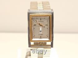 Vintage Very Rare Swiss Two Tone St. Steel Rectangle Men Automatic Watchtechnos