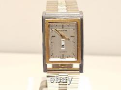 Vintage Very Rare Swiss Two Tone St. Steel Rectangle Men Automatic Watchtechnos