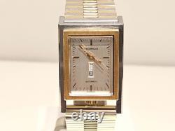 Vintage Very Rare Swiss Two Tone St. Steel Rectangle Men Automatic Watchtechnos