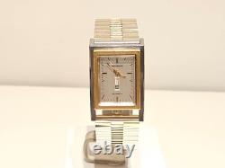 Vintage Very Rare Swiss Two Tone St. Steel Rectangle Men Automatic Watchtechnos