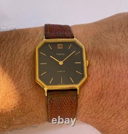 Vintage Vetta Watch Square Black Dial Very Rare Unisex 29mm Tank Watch Swiss Mad