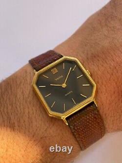 Vintage Vetta Watch Square Black Dial Very Rare Unisex 29mm Tank Watch Swiss Mad