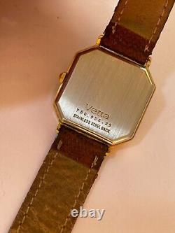 Vintage Vetta Watch Square Black Dial Very Rare Unisex 29mm Tank Watch Swiss Mad