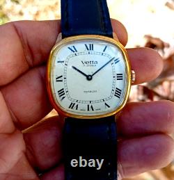 Vintage Vetta watch Tank mechanic Swiss watch Gold plated 1970s Rare Watch