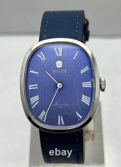 Vintage Waltham Maxim Vip Manual Winding Rare Blue Dial Dress Swiss Made Watch