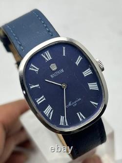 Vintage Waltham Maxim Vip Manual Winding Rare Blue Dial Dress Swiss Made Watch