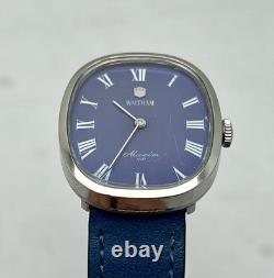 Vintage Waltham Maxim Vip Manual Winding Rare Blue Dial Dress Swiss Made Watch