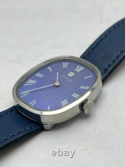 Vintage Waltham Maxim Vip Manual Winding Rare Blue Dial Dress Swiss Made Watch