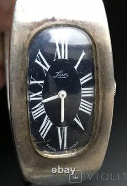 Vintage Watch Swiss Silver 800 Mechanical Wrist Lun Classic Women Strap Rare Old