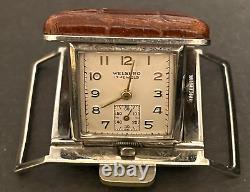 Vintage Welsbro Men's Watch Running Travel Flip Up 31.5mm Silver Case Rare Swiss