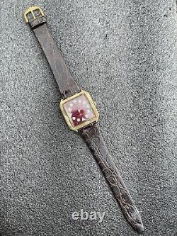 Vintage Wittnauer Geneve Watch Rare Red Dial withDiamonds 17J Swiss Made Running