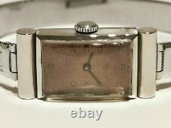 Vintage Ww2 Era Rare Swiss Rectangular Tank Ladies Mechanical Watch Paul Buhre