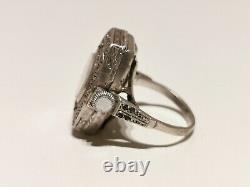 Vintage Ww2 Rare Swiss Silver Mechanical Ladies Watch Ring Ormo With Stones