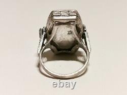 Vintage Ww2 Rare Swiss Silver Mechanical Ladies Watch Ring Ormo With Stones