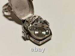 Vintage Ww2 Rare Swiss Silver Mechanical Ladies Watch Ring Ormo With Stones