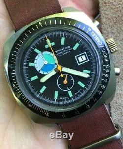 Vintage Yachting Chronograph 17 Jewels Swiss Made EB 8420-74 Rare Serviced