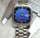 Vintage Zodiac Automatic Mystery Blue Dial Rare Watch Swiss Ladies Date S Steel