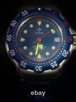 Vintage and Rare Zodiac Swiss Formula 200 meters Blue face Unisex Quartz watch