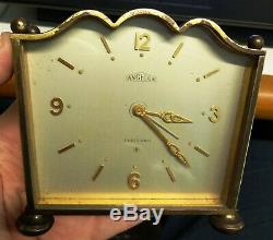 Vintage rare Art Deco ANGELUS Swiss Alarm desk mantle Clock 8 days 859 15 jewels