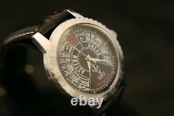 Vintage rare, serviced Camy Swiss 17J maritime telegraph black dial wristwatch