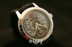 Vintage rare, serviced Camy Swiss 17J maritime telegraph black dial wristwatch