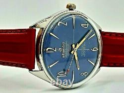 Vtg Atlantic Worldmaster Cal. 6300n Swiss Made Manual Rare Blue Dial Men's Watch