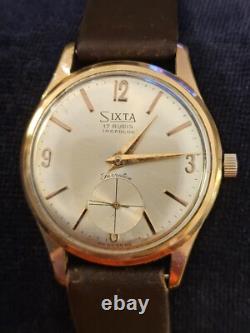 Vtg Rare Sixta Mens Manual Watch 17 Rubis Swiss Ferrotex Working (A12)