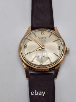 Vtg Rare Sixta Mens Manual Watch 17 Rubis Swiss Ferrotex Working (A12)