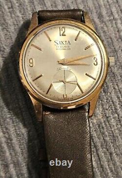 Vtg Rare Sixta Mens Manual Watch 17 Rubis Swiss Ferrotex Working (A12)