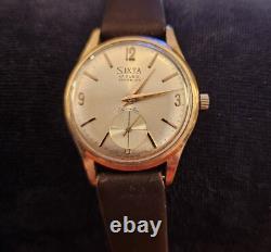 Vtg Rare Sixta Mens Manual Watch 17 Rubis Swiss Ferrotex Working (A12)