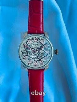 WORLD MAP Vintage 1928`s Wide Face Original movement rare Men`s Swiss Wristwatch