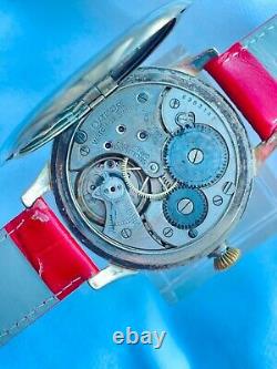 WORLD MAP Vintage 1928`s Wide Face Original movement rare Men`s Swiss Wristwatch