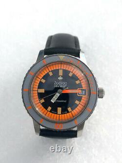 WOW Rare Vintage ZODIAC Sea Wolf Diver ORANGE 20 ATM Automatic Swiss Men Watch