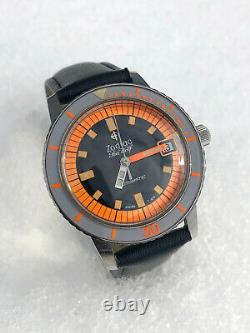 WOW Rare Vintage ZODIAC Sea Wolf Diver ORANGE 20 ATM Automatic Swiss Men Watch