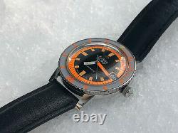 WOW Rare Vintage ZODIAC Sea Wolf Diver ORANGE 20 ATM Automatic Swiss Men Watch