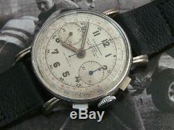 Wema Suisse Swiss rare 40s Deco WW2 era landeron 48 chronograph watch serviced