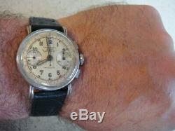 Wema Suisse Swiss rare 40s Deco WW2 era landeron 48 chronograph watch serviced