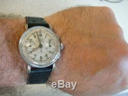 Wema Suisse Swiss rare 40s Deco WW2 era landeron 48 chronograph watch serviced