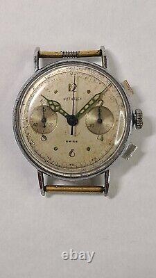 Wittnauer Military Chronograph Vintage RARE Watch, Swiss Made, LXW. 17 Jwls
