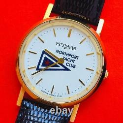 Wittnauer Northport Yacht Club Watch Vintage Rare White Dial Leather Band Swiss