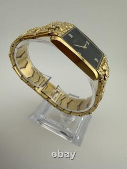 Wittnauer RARE Gold Tone Nuget Vintage Men's Dress Watch Swiss Made Black Face