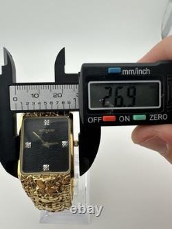 Wittnauer RARE Gold Tone Nuget Vintage Men's Dress Watch Swiss Made Black Face