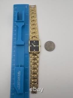 Wittnauer RARE Gold Tone Nuget Vintage Men's Dress Watch Swiss Made Black Face