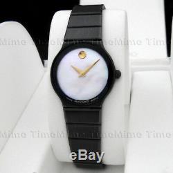 Women Movado SAPPHIRE PVD Ceramic White MOP Pearl Dial Vintage Swiss Watch RARE