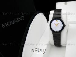 Women Movado SAPPHIRE PVD Ceramic White MOP Pearl Dial Vintage Swiss Watch RARE