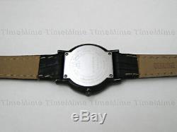 Women's Movado HORIZON SAPPHIRE PVD Leather Black Dial Vintage Swiss Watch RARE